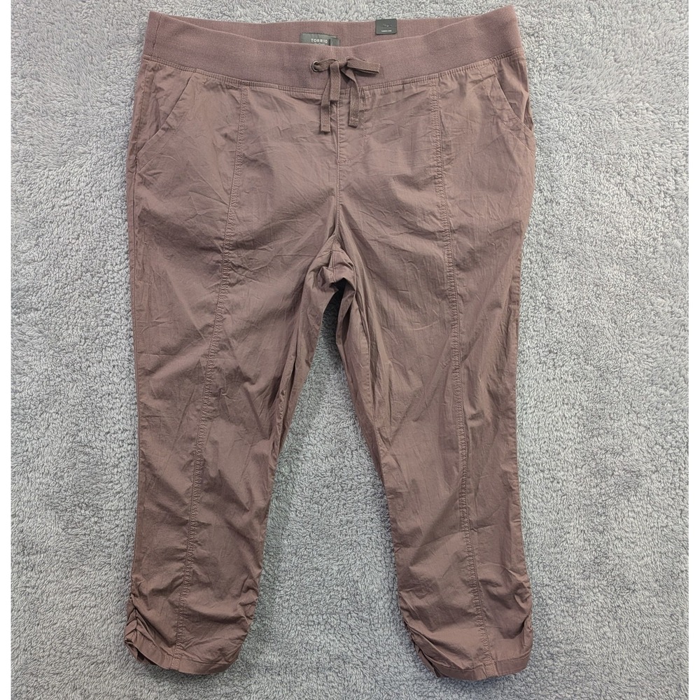 Torrid Size 2 Mauve Crop Pull On Skinny Stretch‎ Poplin Mid Rise Pants 18/20 NWT